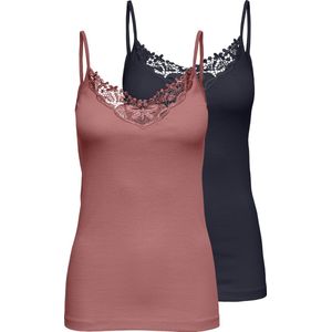 ONLY - Onlkira Lace Singlet - Damestop - Blauw - 2 Stuks