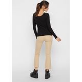 PIECES - T-shirt - Zwart - Lange Mouwen - Geribbeld Effect - Katoen