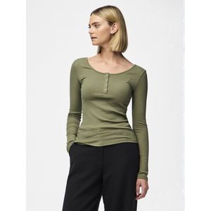 Pieces T-shirt Pckitte Ls Top Noos Bc 17101437 Deep Lichen Green Dames