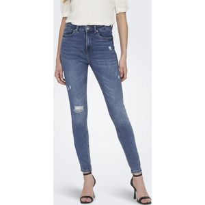 Jeans - Skinny Fit - High Waist - Versleten Zoom - Blauw - Katoen