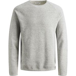 Jack and Jones - Grijze Trui - Katoen - Ronde Hals - Slim Fit