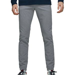 JACK & JONES - Chino Broek - Grijs Melange - Twill - Lange Pijpen