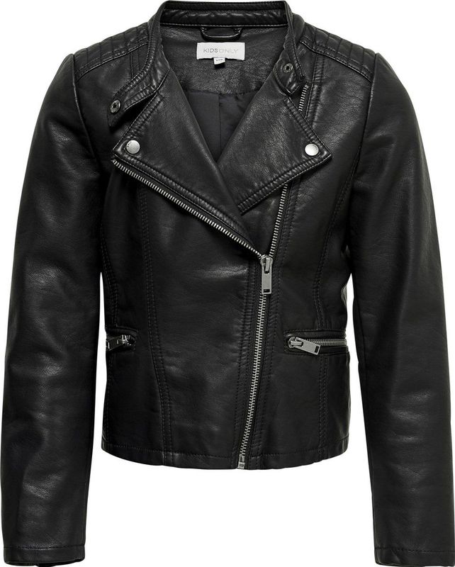 ONLY Konfreya Kunstleer Biker OTW Noos Jas voor meisjes, Zwart, 140