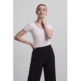 PIECES - T-shirt - Wit - Katoen - Lange Mouwen - Ronde Hals