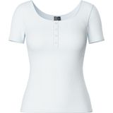 PIECES - T-shirt - Wit - Katoen - Lange Mouwen - Ronde Hals