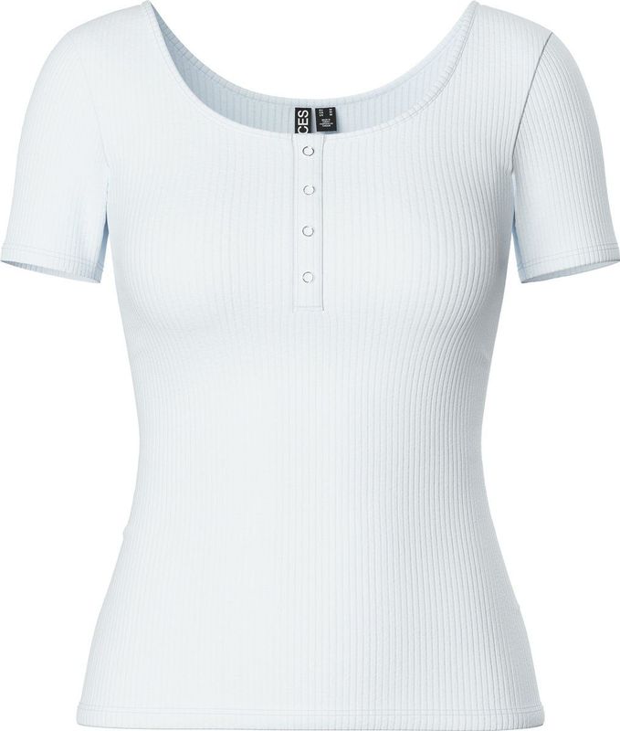 PIECES - T-shirt - Wit - Katoen - Lange Mouwen - Ronde Hals