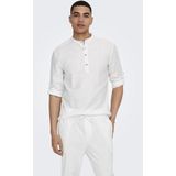 Only & Sons Onscaiden LS Half Placket Shirt - Wit - Lange Mouwen