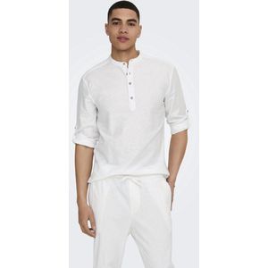 Only & Sons Onscaiden LS Half Placket Linen Shirt voor heren, Wit, S