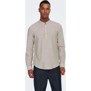 ONLY & SONS Langarmhemd »ONSCAIDEN LS HALFPLACKT LINEN SHIRT«