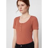 Pieces - PCKITTE SS TOP NOOS BC - Copper Brown - Katoen - Korte Mouwen