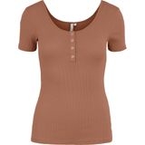 Pieces - PCKITTE SS TOP NOOS BC - Copper Brown - Katoen - Korte Mouwen