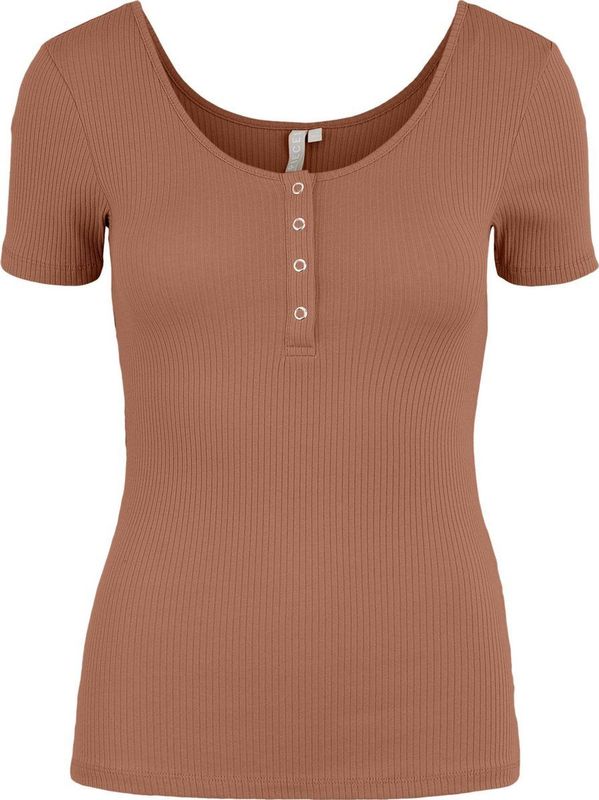 Pieces - PCKITTE SS TOP NOOS BC - Copper Brown - Katoen - Korte Mouwen