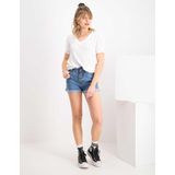 ONLY - ONLCUBA - Denim Shorts - Blauw - Katoen - Elastische Tailleband