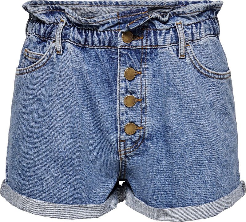 ONLY - ONLCUBA - Denim Shorts - Blauw - Katoen - Elastische Tailleband