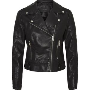 Vmkerriultra - Jas - Zwart - PU - Biker Kraag - Lange Mouwen - Ritssluiting