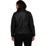 ONLY CARMAKOMA - Leren Jas - Zwart - Polyurethaan - Hoge Opstaande Kraag