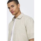 ONLY & SONS - Overhemd - Beige - Korte Mouw - Slim Fit - Modern