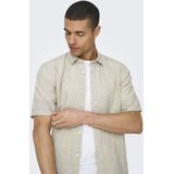 ONLY & SONS - Overhemd - Beige - Korte Mouw - Slim Fit - Modern