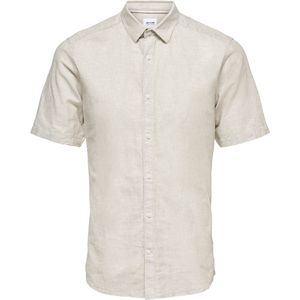 ONLY & SONS - Overhemd - Beige - Korte Mouw - Slim Fit - Modern