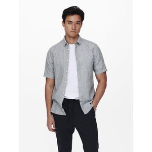 ONLY & SONS Heren Overhemd Korte Mouw Slim Fit Kraag Modern Zomer Shirt, Colour:Blue, Size:S