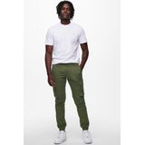 Onscam - Tapered Fit - Cargo Broek - Groen - Twill - Elastisch Detail