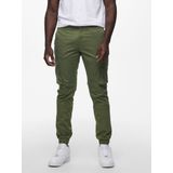Onscam - Tapered Fit - Cargo Broek - Groen - Twill - Elastisch Detail