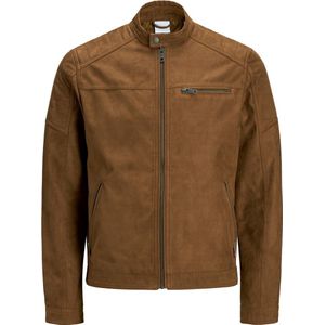 JACK & JONES Herenjack van kunstleer, Cognac.