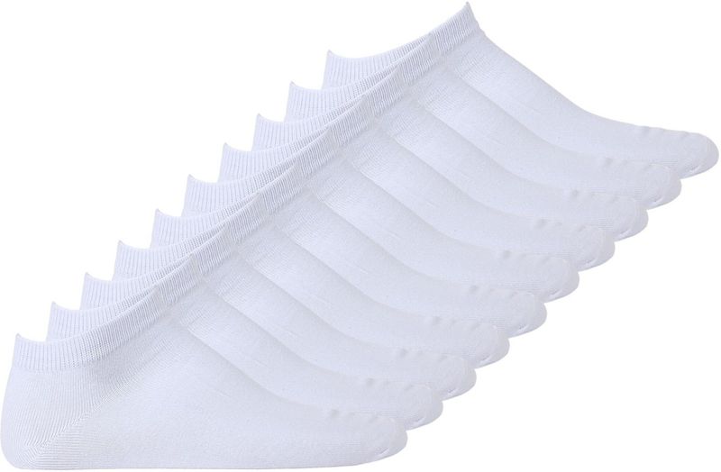 Jack & Jones 10-Pack Witte Sneaker Sokken Katoen - Voordeelverpakking