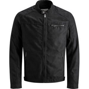 JACK & JONES heren Kunstleren Jjerocky Jacket Noos, Jet zwart/patroon: nep suède, XS