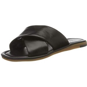 PIECES Dames Psaudrey Leather Platte sandaal, zwart, 37 EU