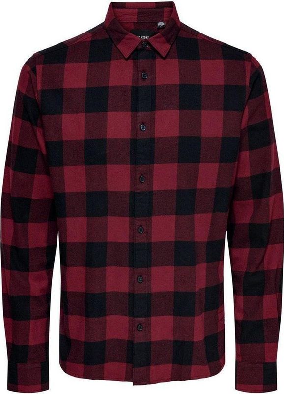 ONLY & SONS - Onsgudmund - Overhemd - Bordeaux - Katoen