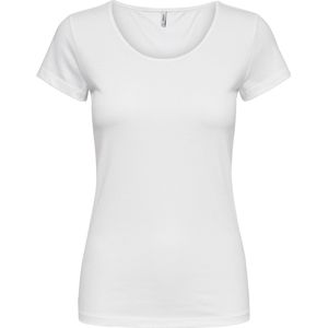 Only - Korte Mouwen T-shirt - Wit - Katoenmix