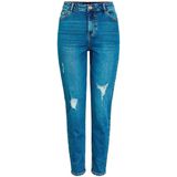 Pieces Kesia Mom Ankle Destroy235 Vi Hoogzittende Jeans Blauw Vrouw
