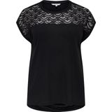 ONLY CARMAKOMA - Top - Zwart - Viscose - Kanten Detail