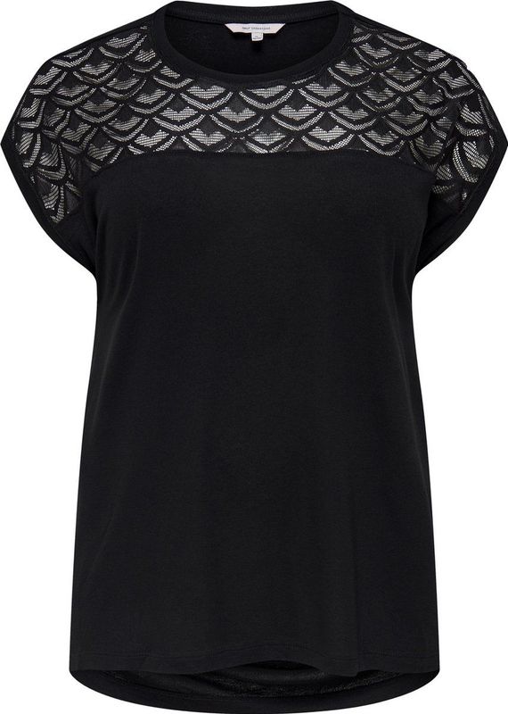 ONLY CARMAKOMA - Top - Zwart - Viscose - Kanten Detail
