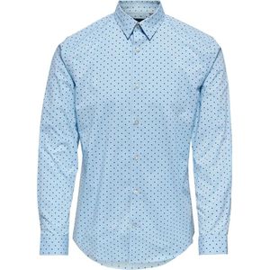 Only & Sons - Onsbart Life LS Organic Dot Shirt - Lichtblauw - Katoen