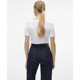 Witte Top Met Korte Mouwen En Ronde Hals
