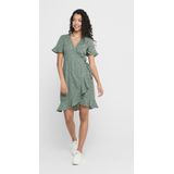 ONLY Onlolivia S/S Wrap Dress Jurk Dames - Chinos Green Aop: Black Spot