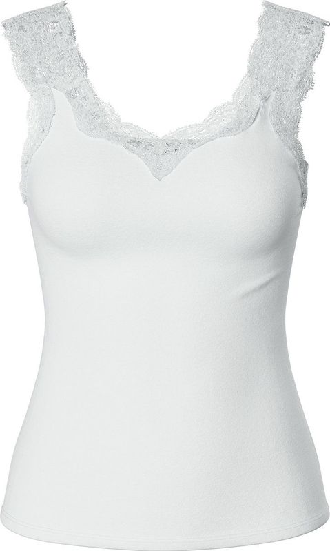 Pieces hemdje met kant - Lace Top - Barbera - Wit