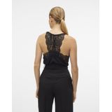 Vmana - Top - Zwart - Katoen - Mouwloos - Kanten Detail