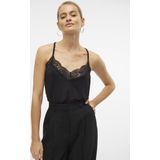 Vmana - Top - Zwart - Katoen - Mouwloos - Kanten Detail
