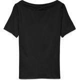 VERO MODA Dames effen stretch T-shirt basic top korte mouwen bovendeel met boothals VMPANDA, zwart, S