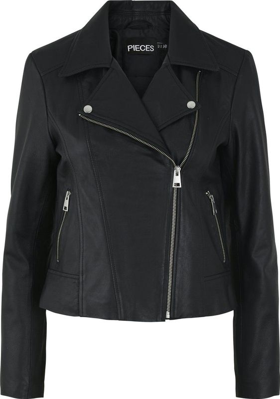 Leren Bikerjack - Zwart - Leer - Ritssluiting