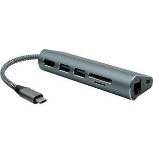 ProXtend - USB-C HUB - Grijs - 1 Video En Netwerk - PD 65W
