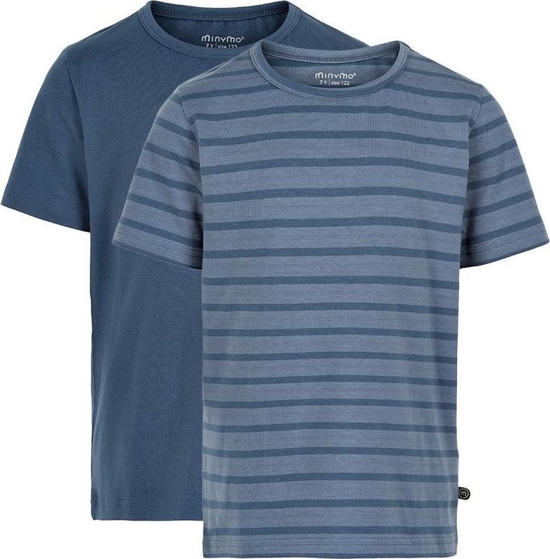 Minymo - T-shirts - 2-Pack - Navy - Katoen - Met Strepen