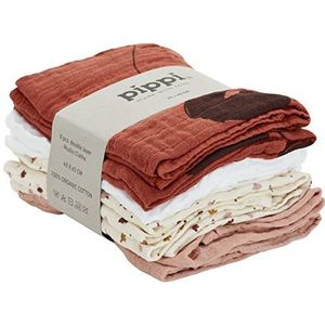 pippi Organic Cloth Muslin Slabbetje, Redwood, 65 x 65 cm, uniseks, baby, rood, 65 x 65 cm, Redwood