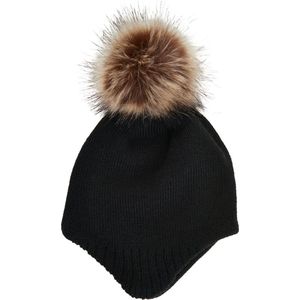 Color Kids - Beanie met afneembare imitatiebont pompom voor baby's - Grijs - maat 50CM