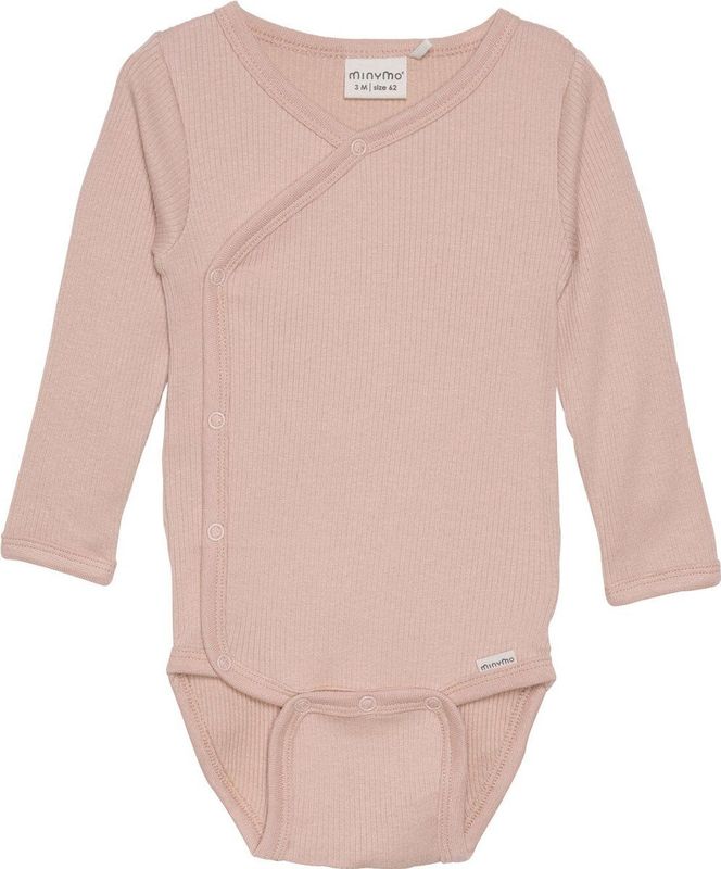 Minymo - Wikkelromper L/S - Rib - Misty Rose - Katoen