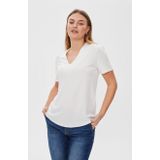 Blouse - Offwhite - Elastisch - V-halslijn - Zonder capuchon