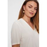 Blouse - Offwhite - Elastisch - V-halslijn - Zonder capuchon